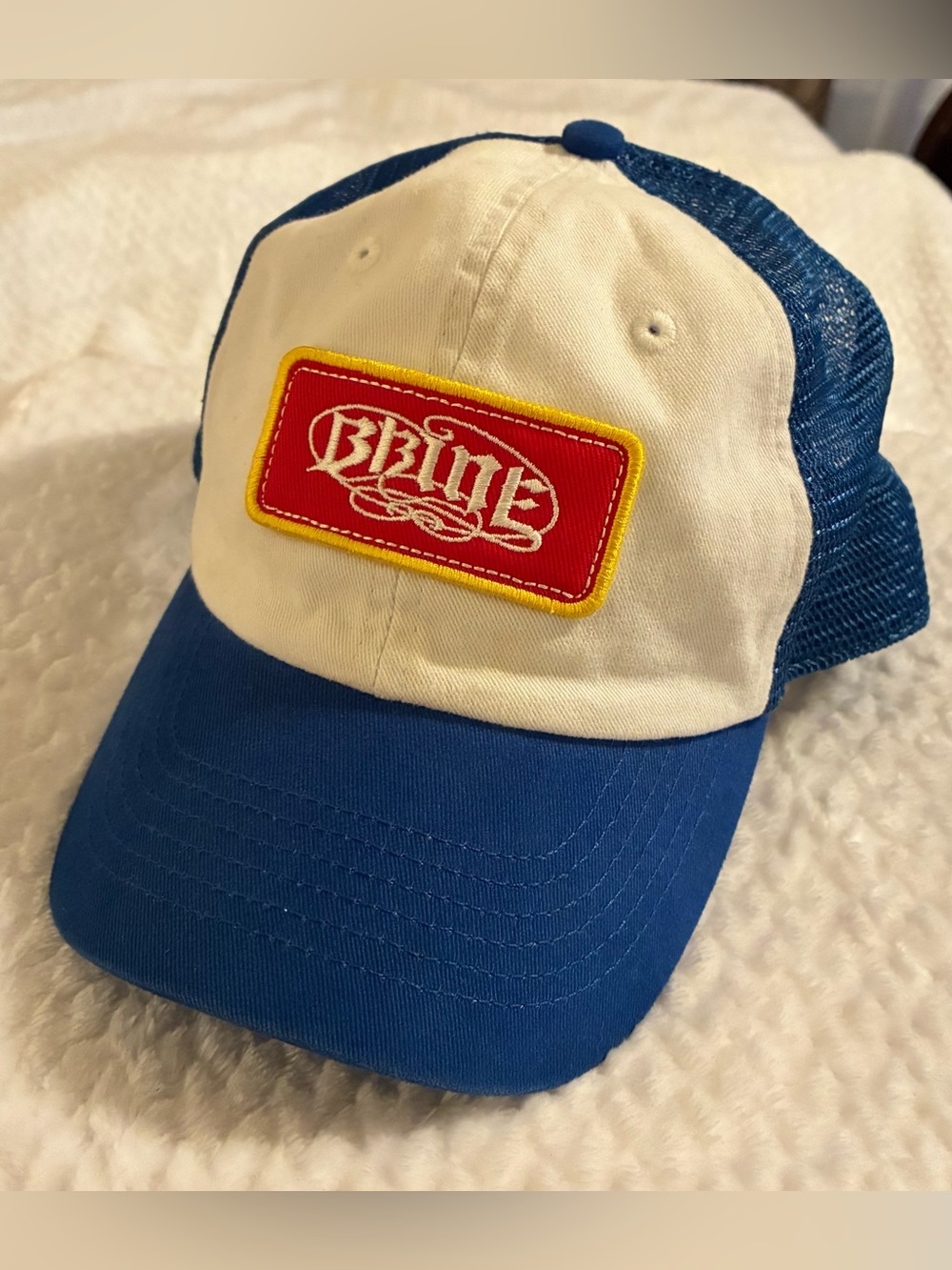 Brine Lacrosse Trucker Cap Dad Hat Adjustable Blue White Patch Sports Retro NLL